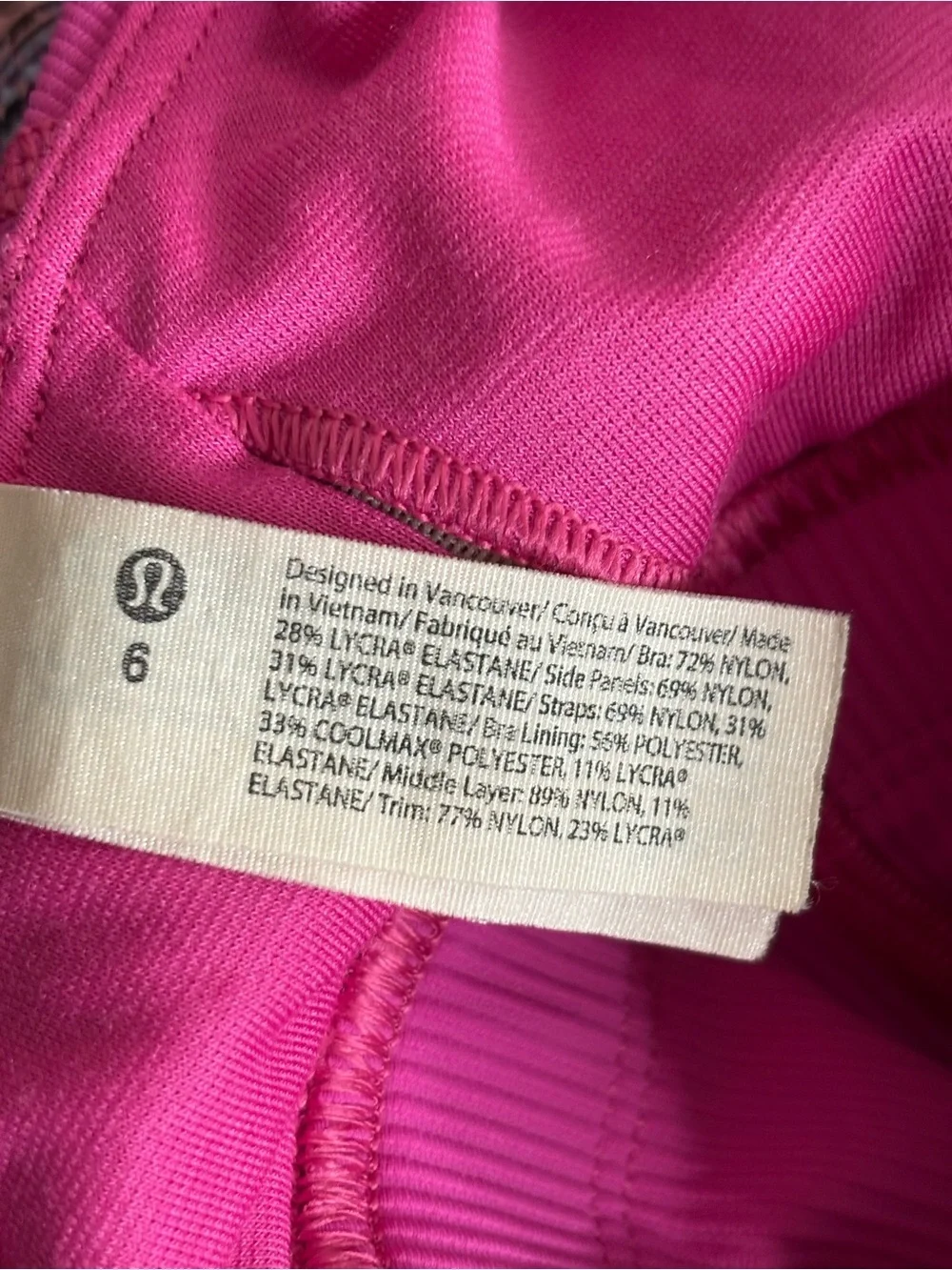 Lululemon Energy Longline Bra Ribbed pink W2BLIS size 6